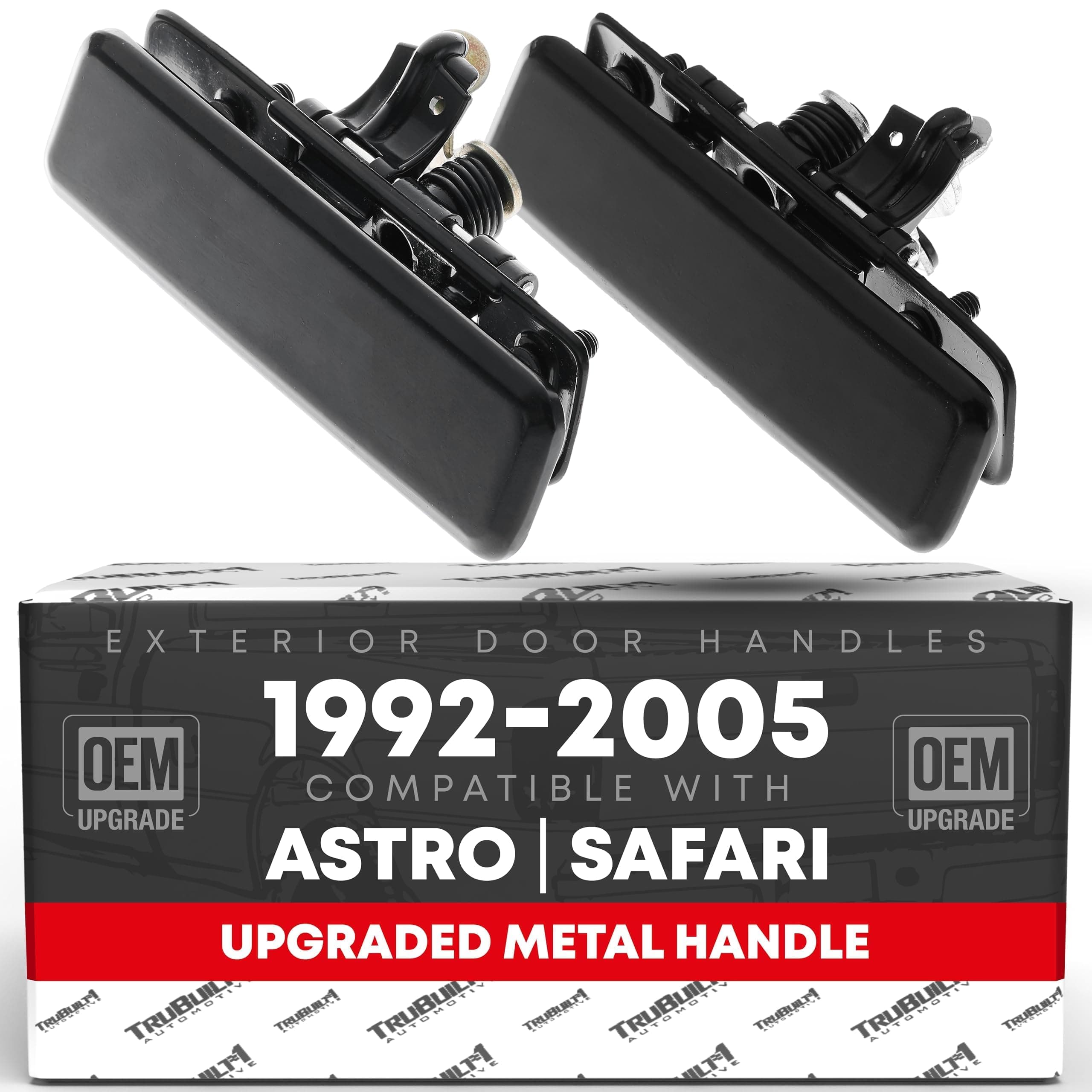 T1A Exterior Front Driver & Passenger Door Handle Set - Compatible with 1992-2005 Chevrolet Astro, GMC Safari - Smooth Finish - Metal - OEM 15719666, 15719665, 77192, 77193, GM1310108, GM1311108