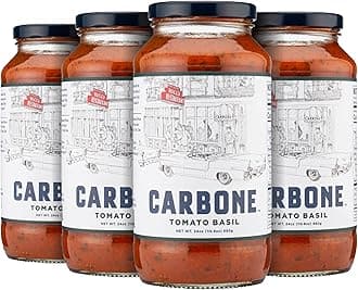 Carbone Tomato Basil Pasta Sauce | Tomato Sauce Made with Fresh & All-Natural Ingredients | Non GMO, Vegan, Gluten Free, Low Carb Pasta Sauce, 24 Fl Oz (Pack of 4)