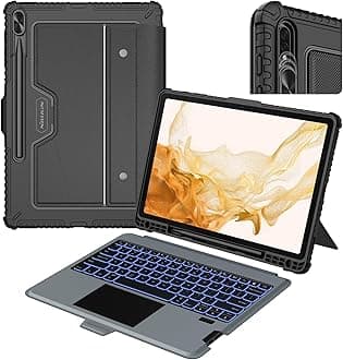 for Samsung Galaxy S7 FE/ S7+ Plus/ S8+ Plus 12.4 Inch Keyboard Case,7 Backlight Colors, Magic Trackpad,S Pen Holder,Slide Camera Cover Compatible with Galaxy S8 Plus Tablet Case with Keyboard