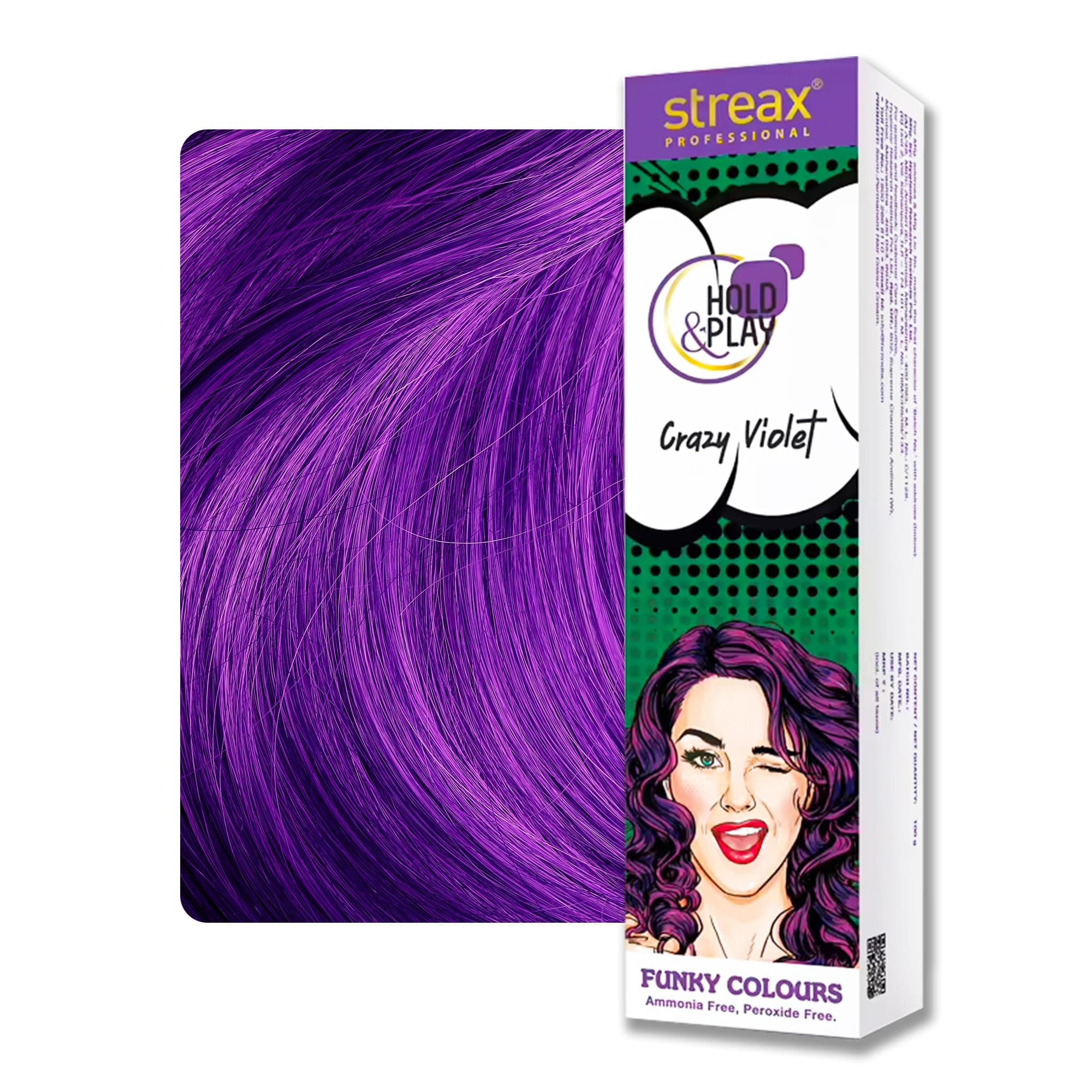 Streax Professional Hold and Play Funky Colours, Hair Color, 100g - Groovry Pink