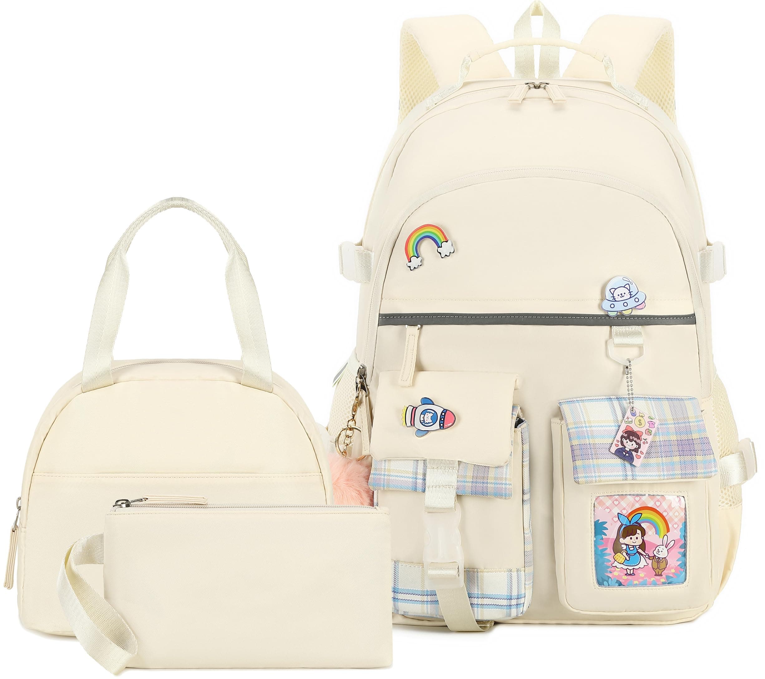 Hey Yoo Cute Backpack for School Backpack for Girls Backpack with Lunch Box Bookbag Set Kids Backpacks for Teen Girls