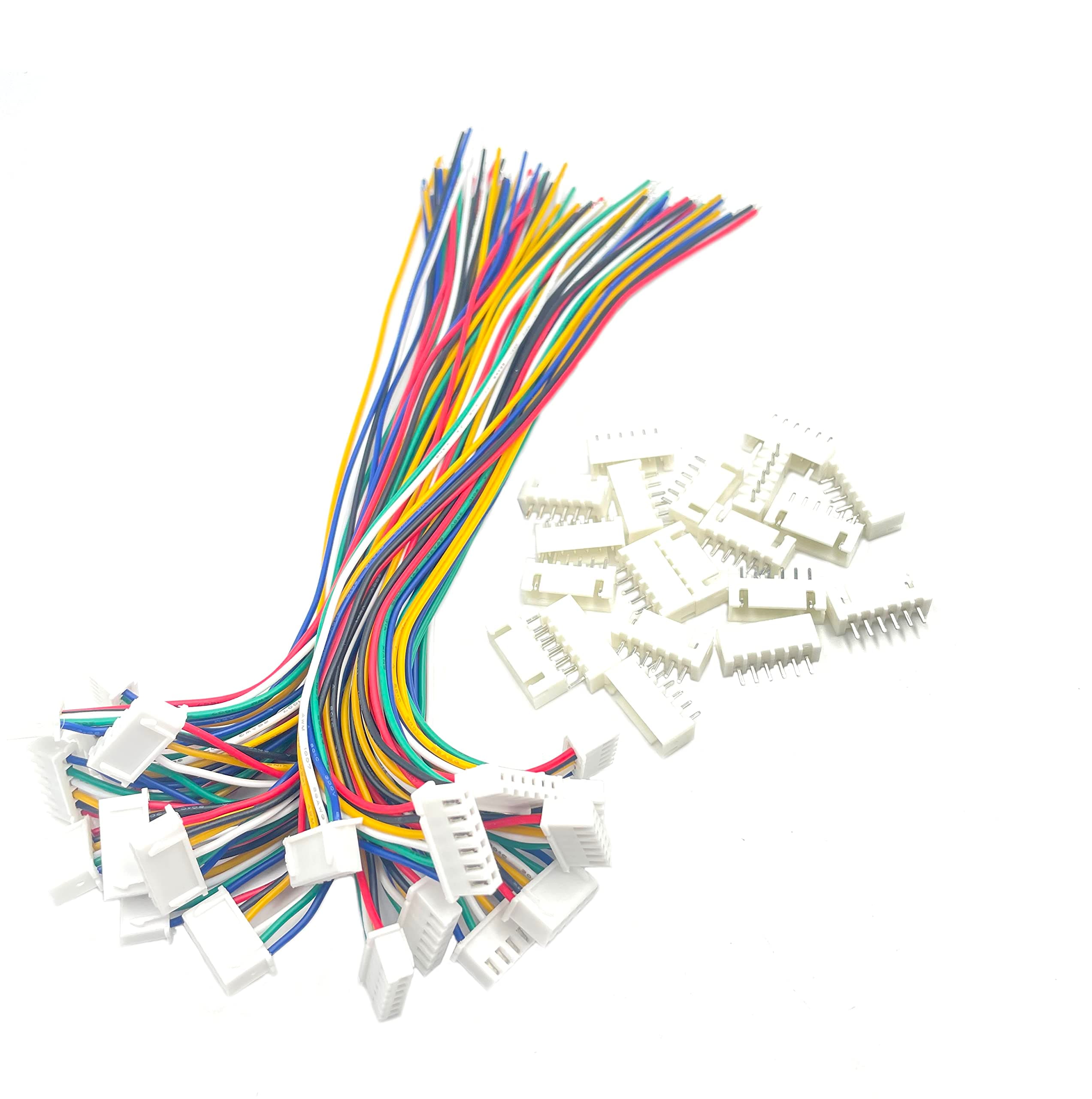 winwill 20 Pairs Mini Micro 6 Pin JST XH 2.54mm Cable Connector, JST XH 2.54mm Pitch 6 Pin Male Female Connector Plug with 26AWG 150mm Wires Cables, for LED Strips Lights, RC Toys, Batteries