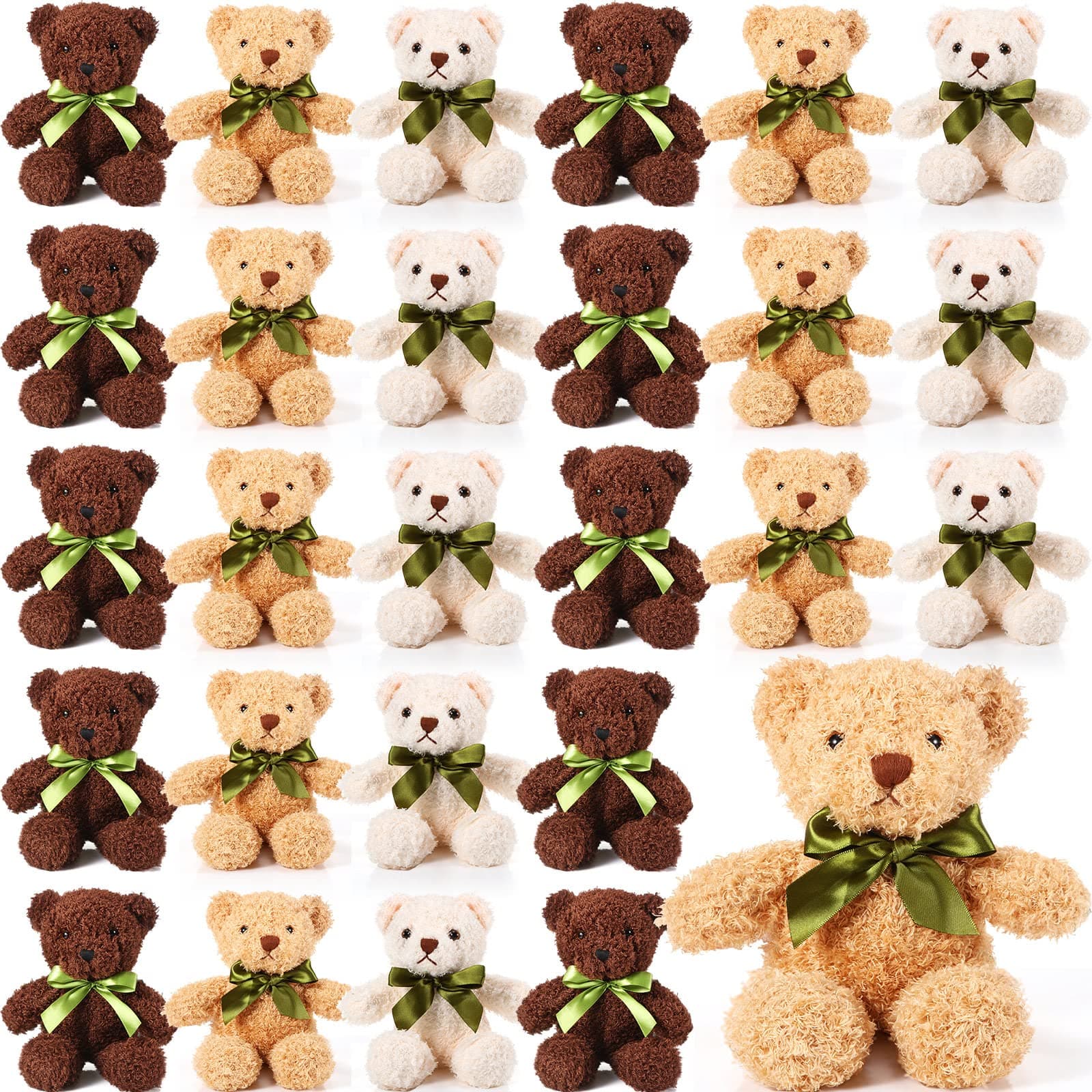 HyDren 36 Packs Bear Plush Stuffed Bears Bulk 10 Inch Soft Cute Stuffed Animal Toy with Bow Tie for Baby Shower Easter Birthday Christmas Valentine Gift