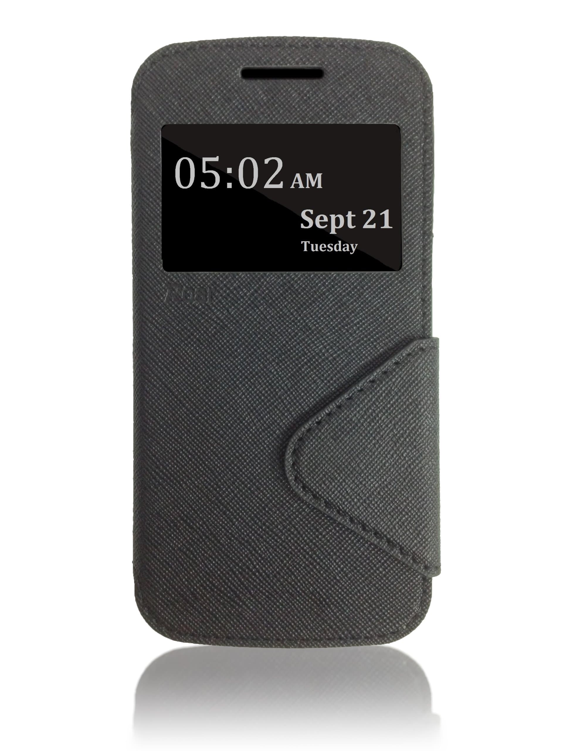 Roar- Super Slim PU Leather/ Diary Wallet View Case for Samsung Galaxy Express 2 G3815, Black/Black