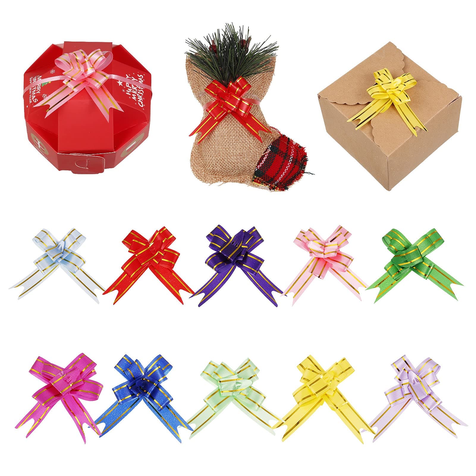 100 Pcs Pull Bows,Decorative Ribbon Bows for Wedding Birthday Valentine's Present