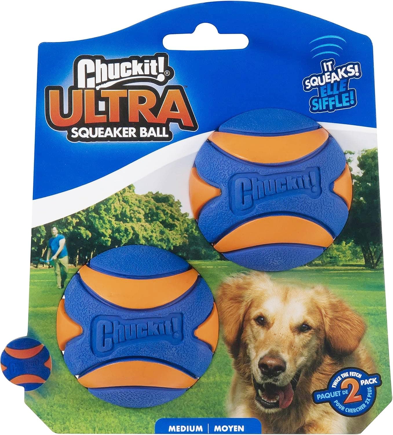 Chuckit Ultra Squeaker Ball Medium Pack of 2