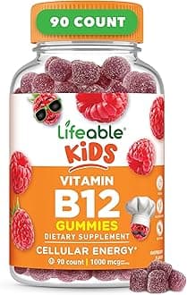 Lifeable Vitamin B12 for Kids - 1000mcg - Great Tasting Natural Flavor Gummy Supplement Vitamins - Gluten Free Vegetarian GMO-Free Chewable - Energy, Mood, Metabolism Support - for Kids - 90 Gummies