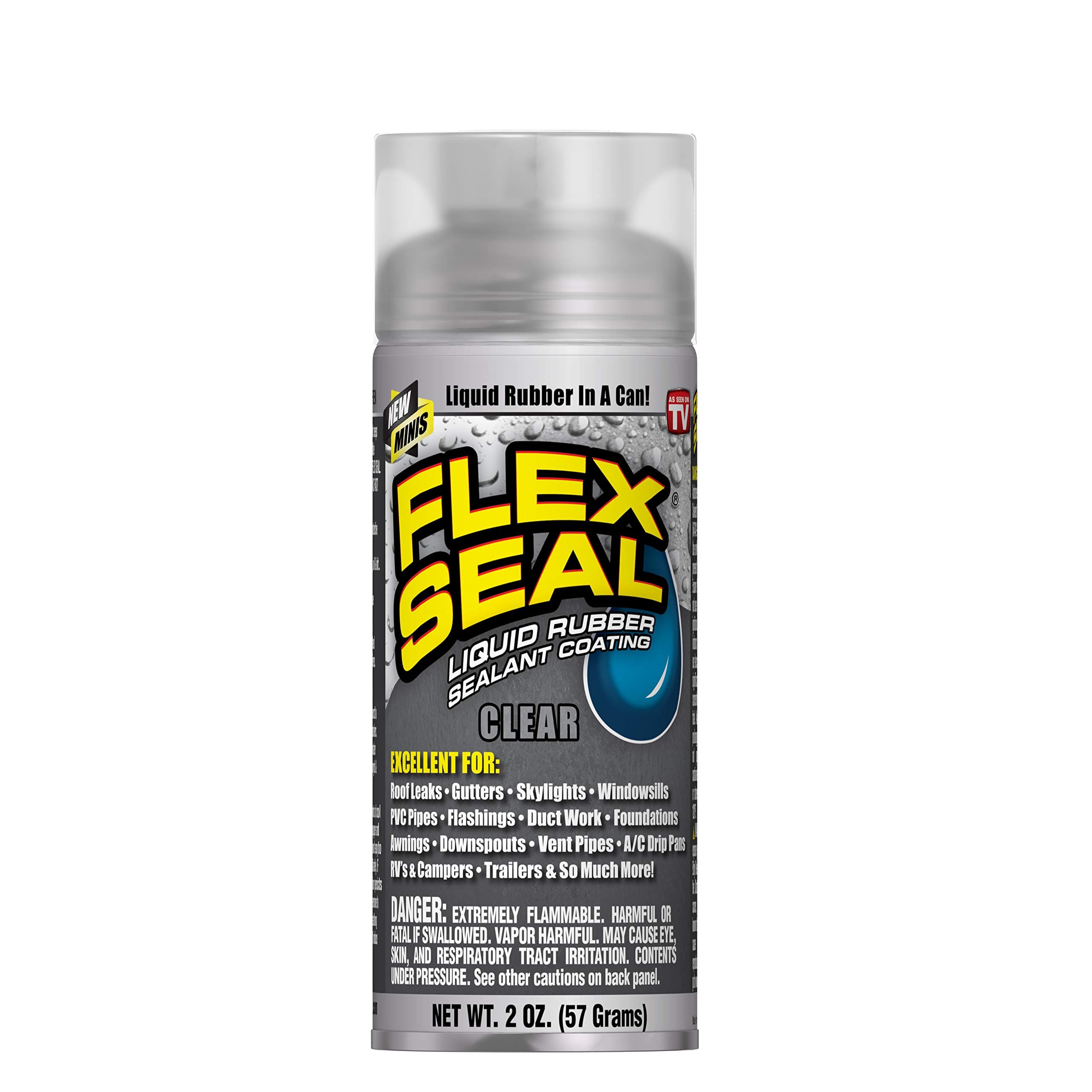 Flex Seal Mini, Clear, Stop Leaks Instantly, Waterproof Rubber Spray On Sealant Coating, Travel Size, Perfect for Gutters, Wood, RV, Campers, Roof Repair, Skylights, Windows, and More