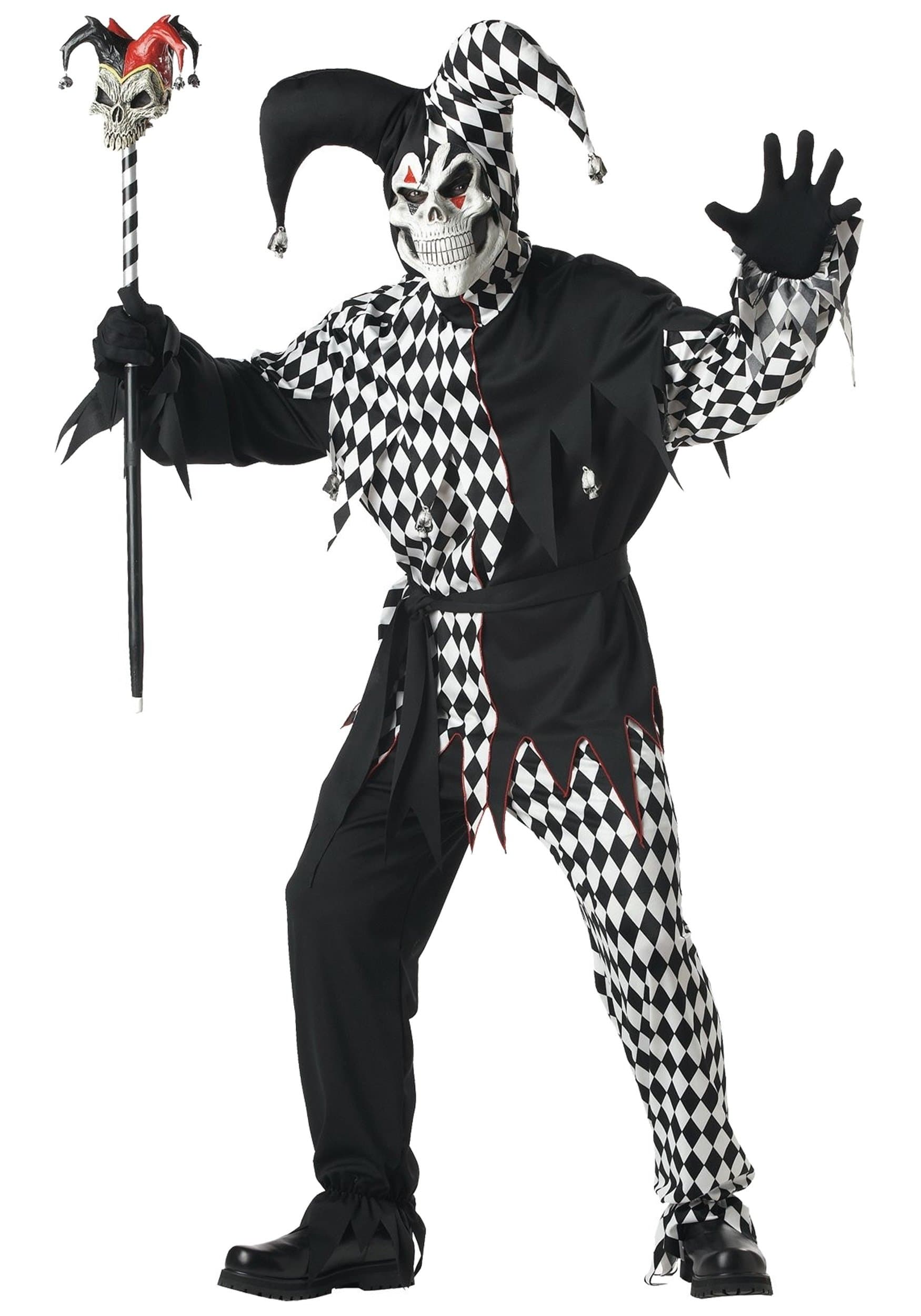 Adult Dark Jester Costume Large Black