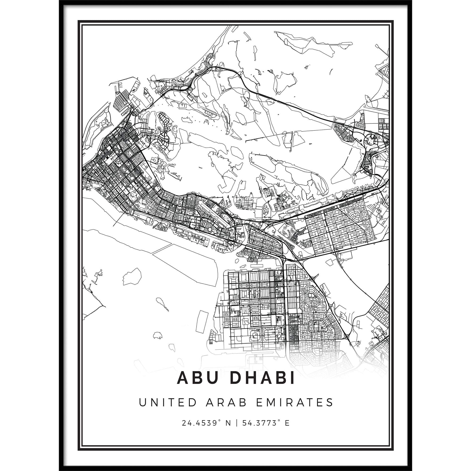 SquareiousAbu Dhabi map Poster Print | Modern Black and White Wall Art | Scandinavian Home Decor | United Arab Emirates City Prints Artwork | Fine Art Posters 20x30
