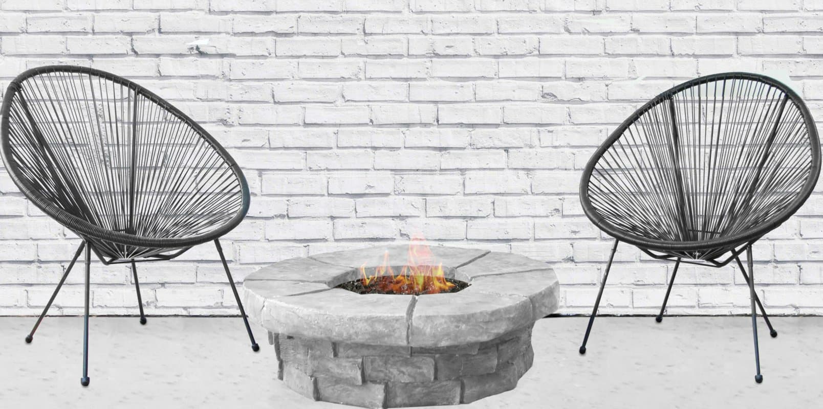 Century Modern Outdoor firepit, 2 Piece, Black