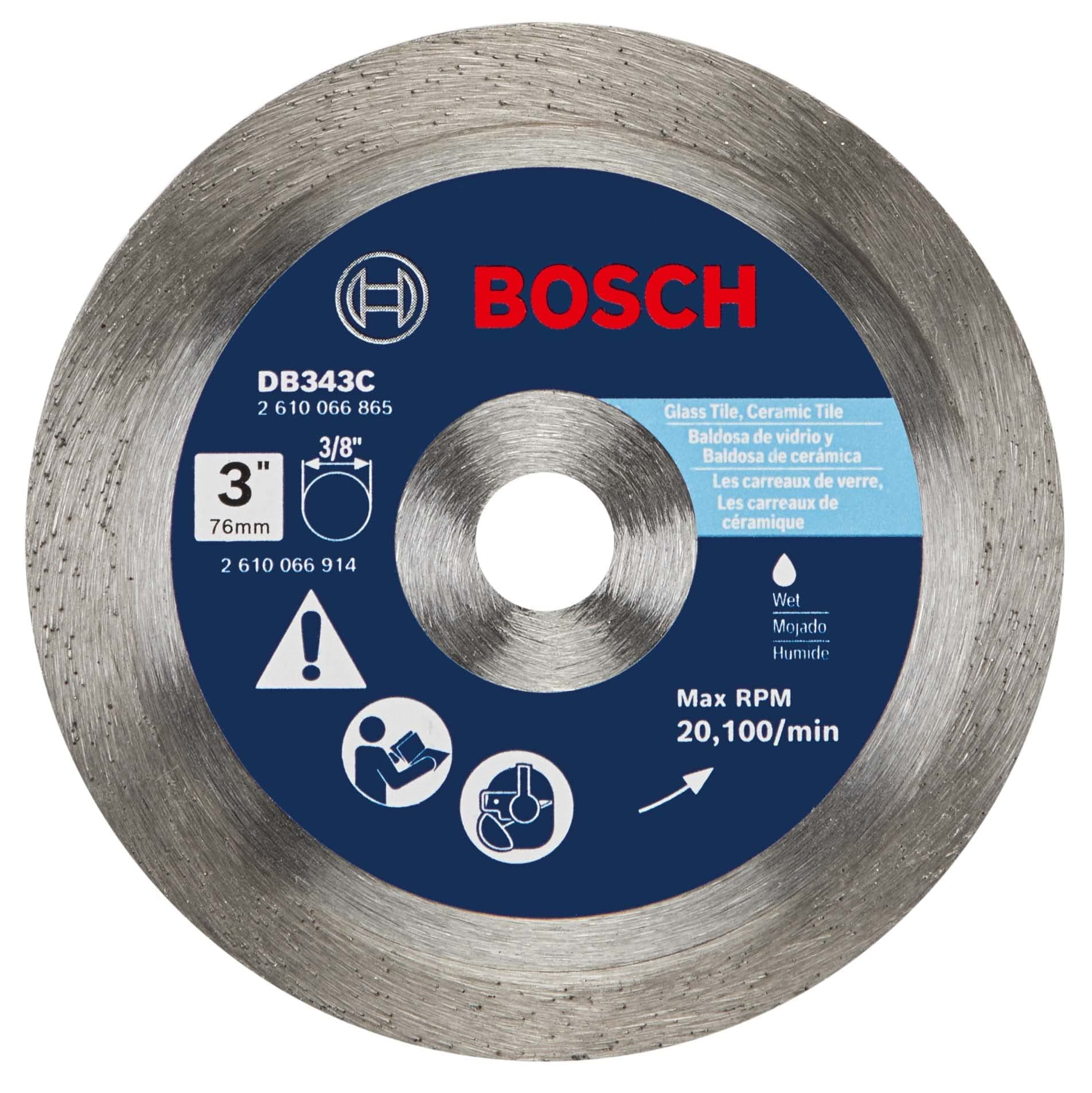 DB343C 3 In. Continuous Rim Diamond Blade with 3/8 In. Arbor for Extra Clean Cut Wet Cutting Applications in Ceramic Tile, Glass Tile