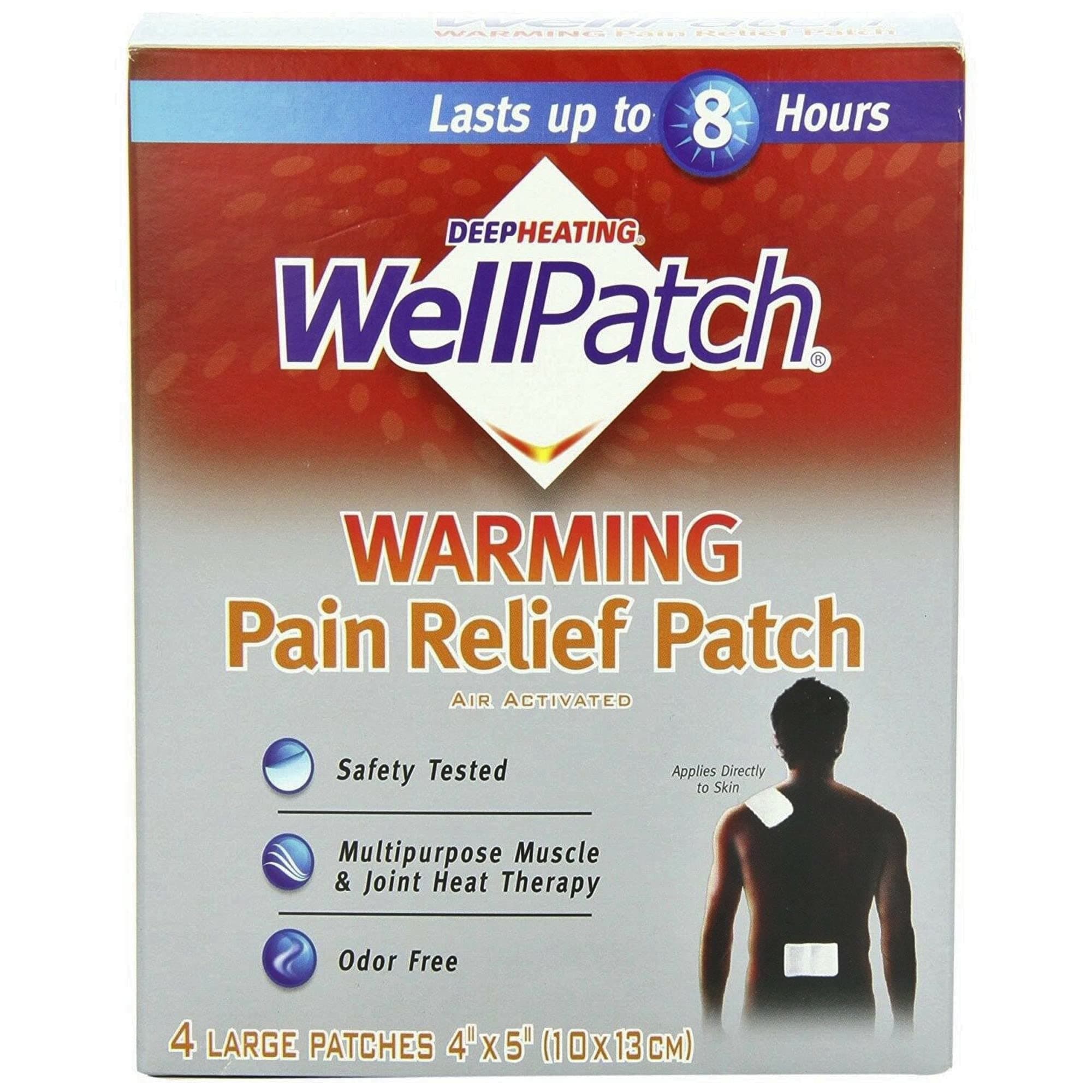 Wellpatch Warming Pain Relief Pads, 4 Count (Pack of 2)