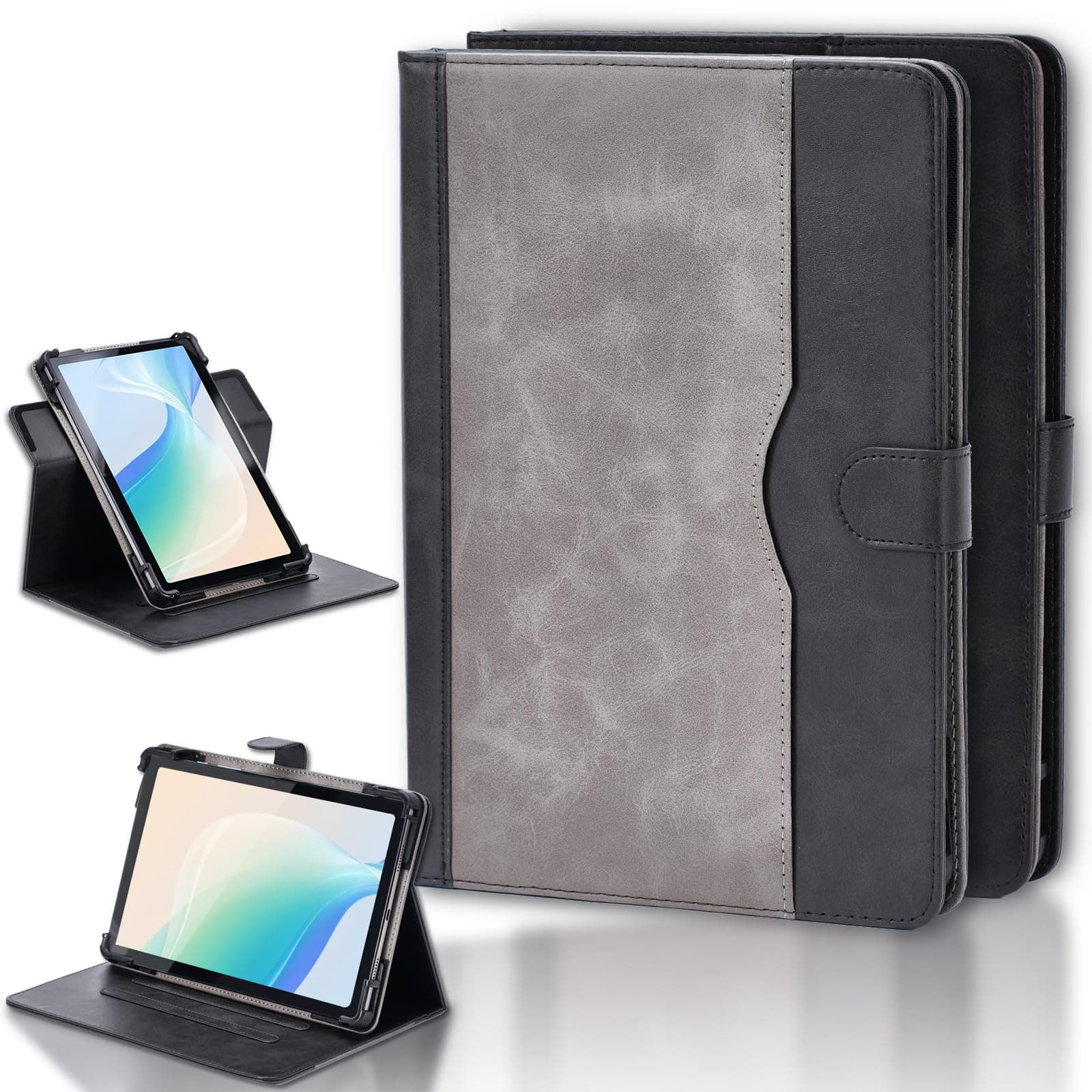 Case Compatible for C Idea P100 10-Inch Tablet Case 360 Degree Rotation Multi-Viewing Angels PU Leather Stand Folio Cover Black