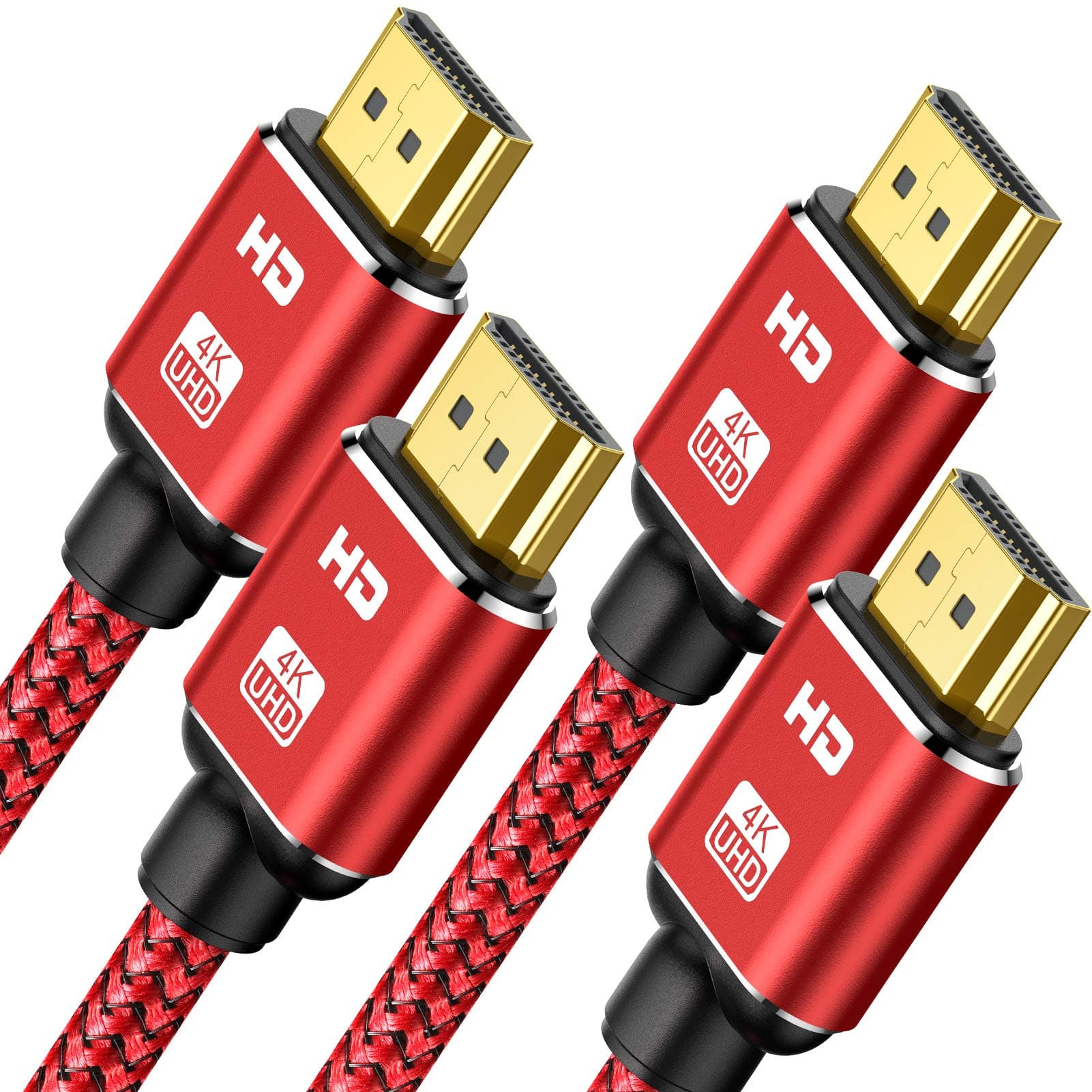 4K HDMI Cable,Capshi High Speed 18Gbps HDMI 2.0 Cable,4K, 3D, 2160P, 1080P, Ethernet - 28AWG Braided HDMI Cord - Audio Return Compatible TV, PC, Blu-Ray Player (3.3ft -2pack, RED)