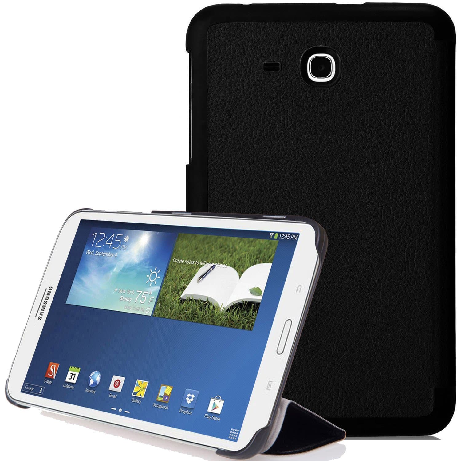 Pellem 2014SA Case for Samsung Galaxy Tab 3 Lite Case - Ultra Slim Lightweight Smart Cover Stand Case for Samsung Galaxy Tab 3 Lite 7 Inch Android 2014 Edition Tablet, BLACK