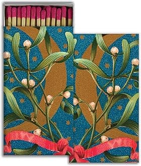 Mistletoe Moons Decorative Matchboxes with Wooden Matches - Great for Lighting Candles, fireplaces, Grills and More | Set of 2