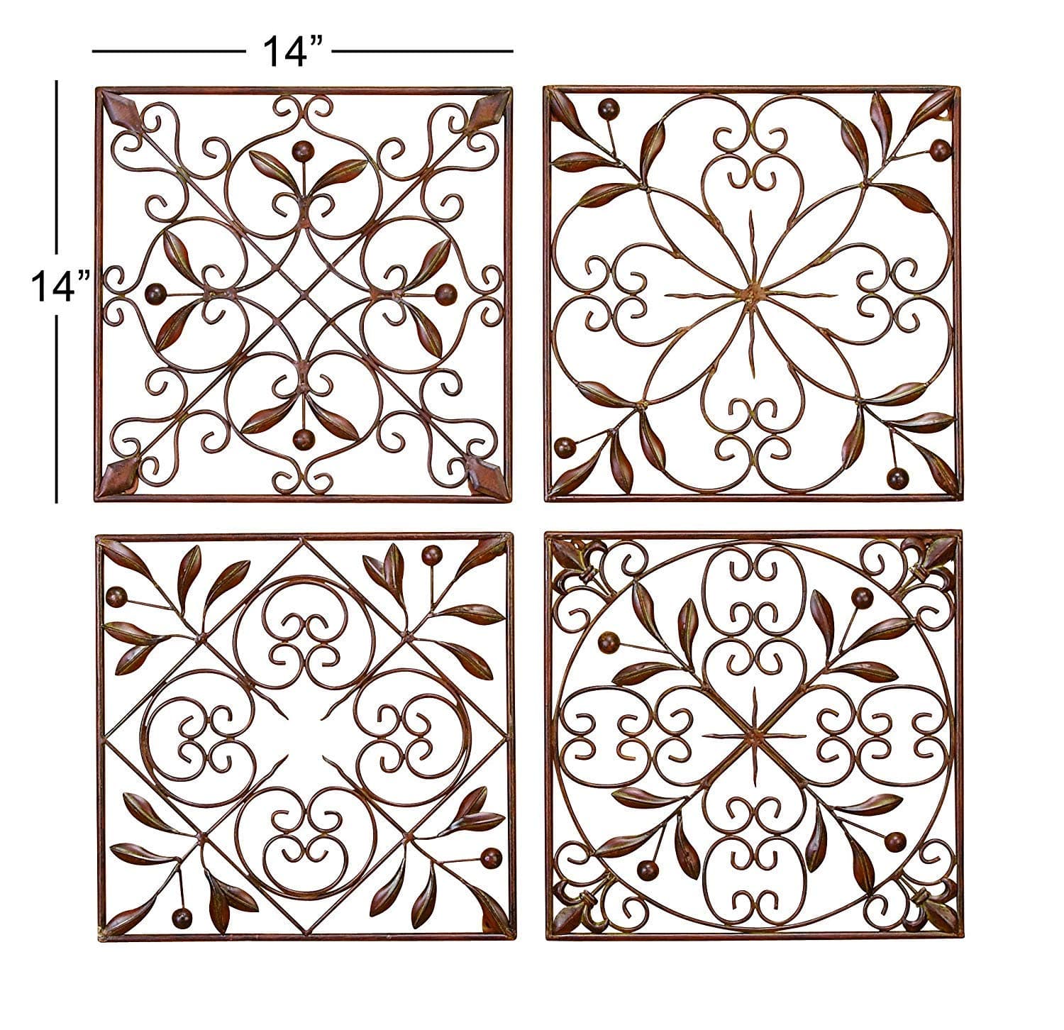 Rustic Dark Brown Metal Wall Decor Set