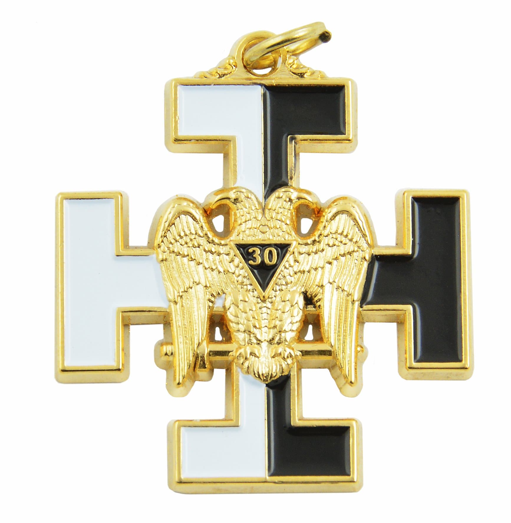 The Masonic Exchange30th Degree Double Headed Eagle with Teutonic Cross White & Black Pendant/Jewel - 1 1/2" Tall
