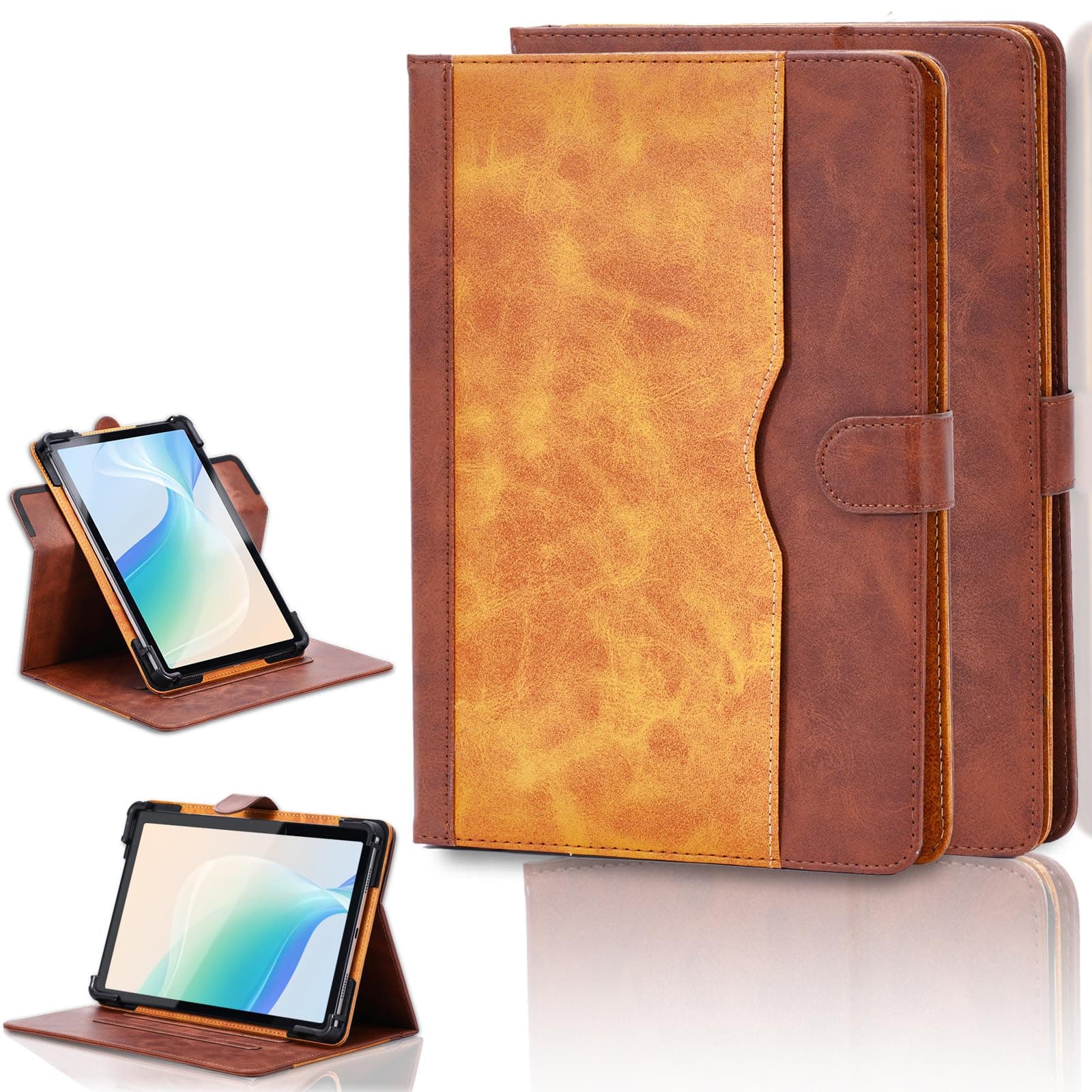 Case Compatible for Eddbni C1 10-Inch Tablet Case 360 Degree Rotation Multi-Viewing Angels PU Leather Stand Folio Cover Camera can be Used Brown