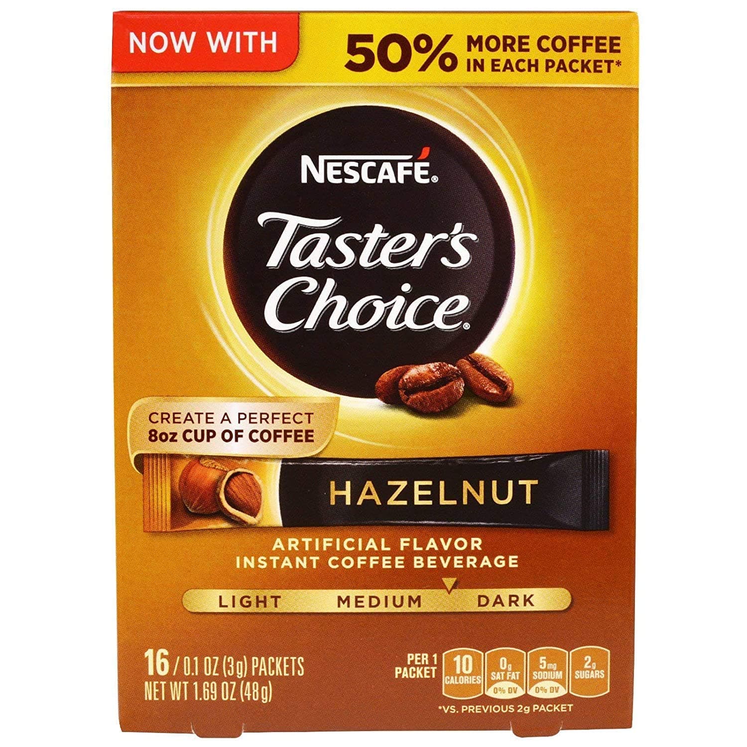 Nescafe Taster's Choice Hazelnut Medium Dark Roast Instant Coffee, 16 Count