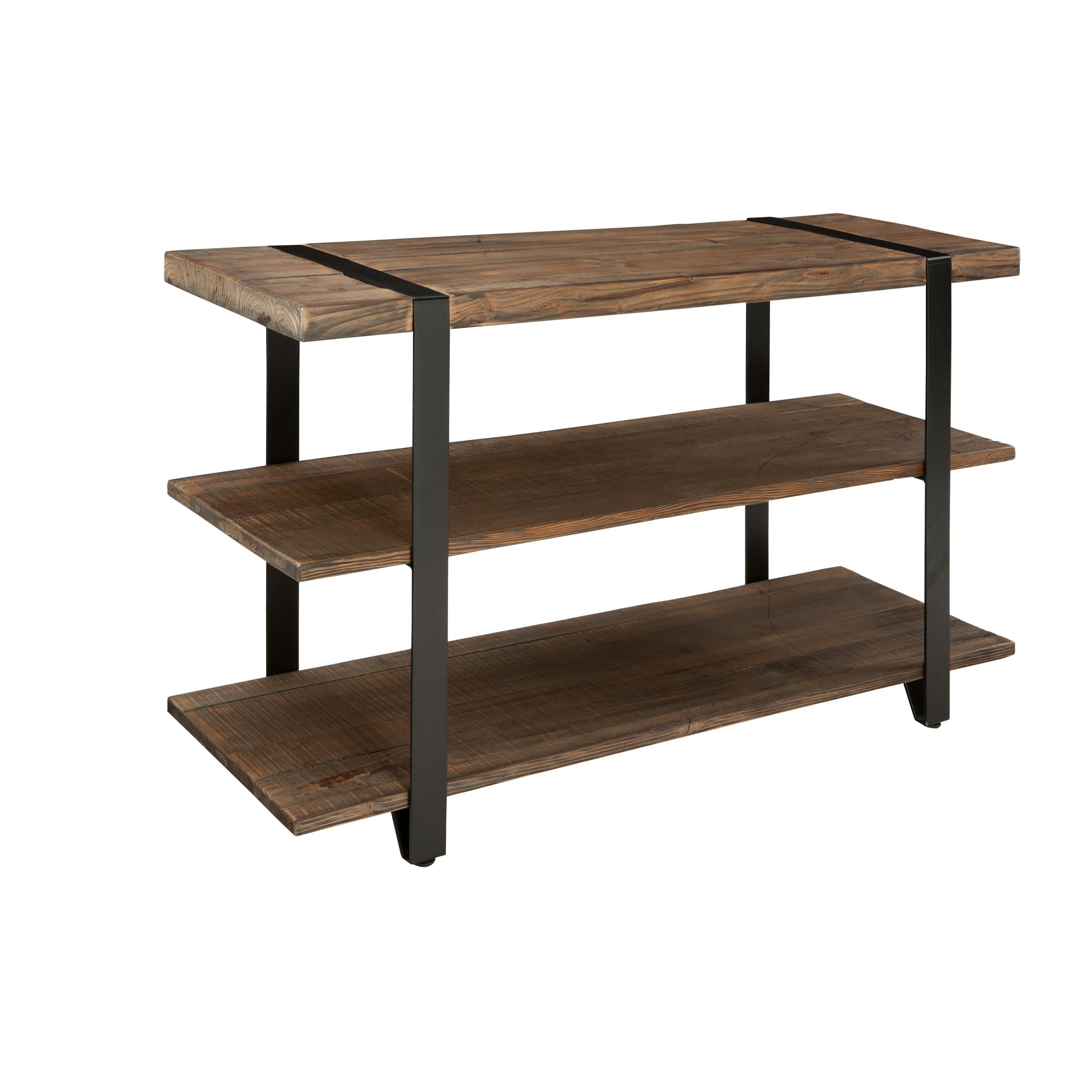 Sonoma 48 in. Metal & Solid Wood Media/Console Table - Slate Gray w/Natural Wood Variations, Rustic Industrial Style for Small & Large Areas - Media Console to Organize Any Room