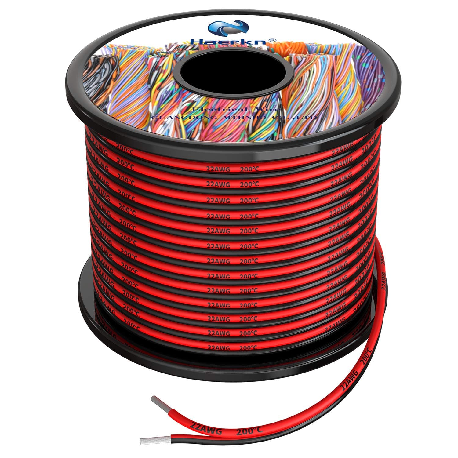 Haerkn 22 awg Silicone Electrical Wire 2 Conductor Parallel Wire line 200ft [Black 100ft Red 100ft] 22 Gauge Soft and Flexible Hook Up Oxygen Free Stranded Tinned Copper Wire