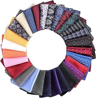 Jeatonge 28 Pack Pocket Squares for Men Mens Pocket Squares Set Assorted Colors with a Holder