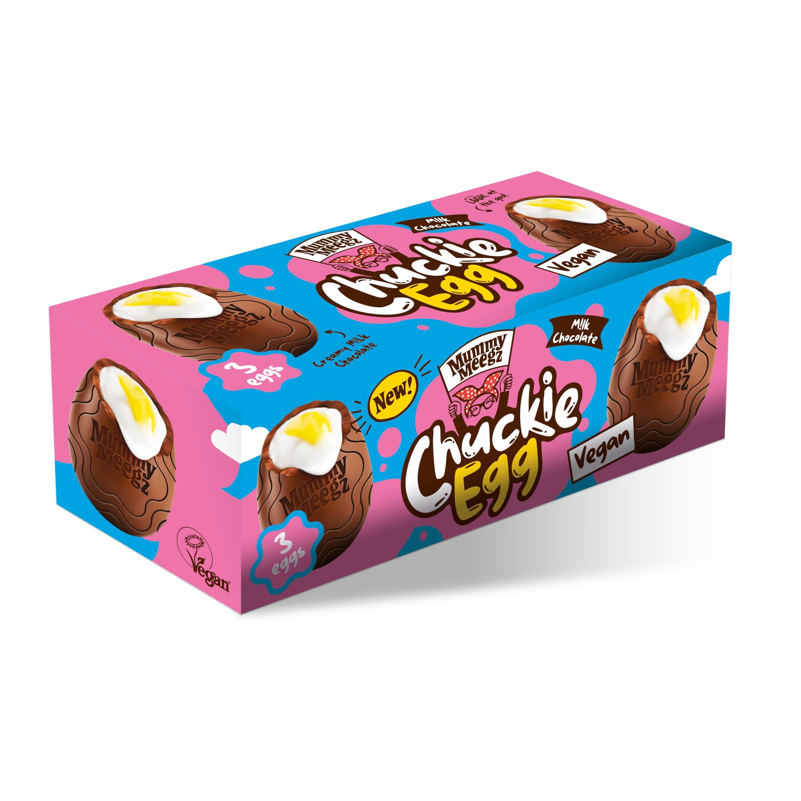 Mummy Meegz Chuckie Egg Multipack (3 Vegan Chocolate Eggs) - Easter Chocolate Multipack with Creamy Shell and Gooey Fondant Centre, Individually Wrapped, No Palm Oil