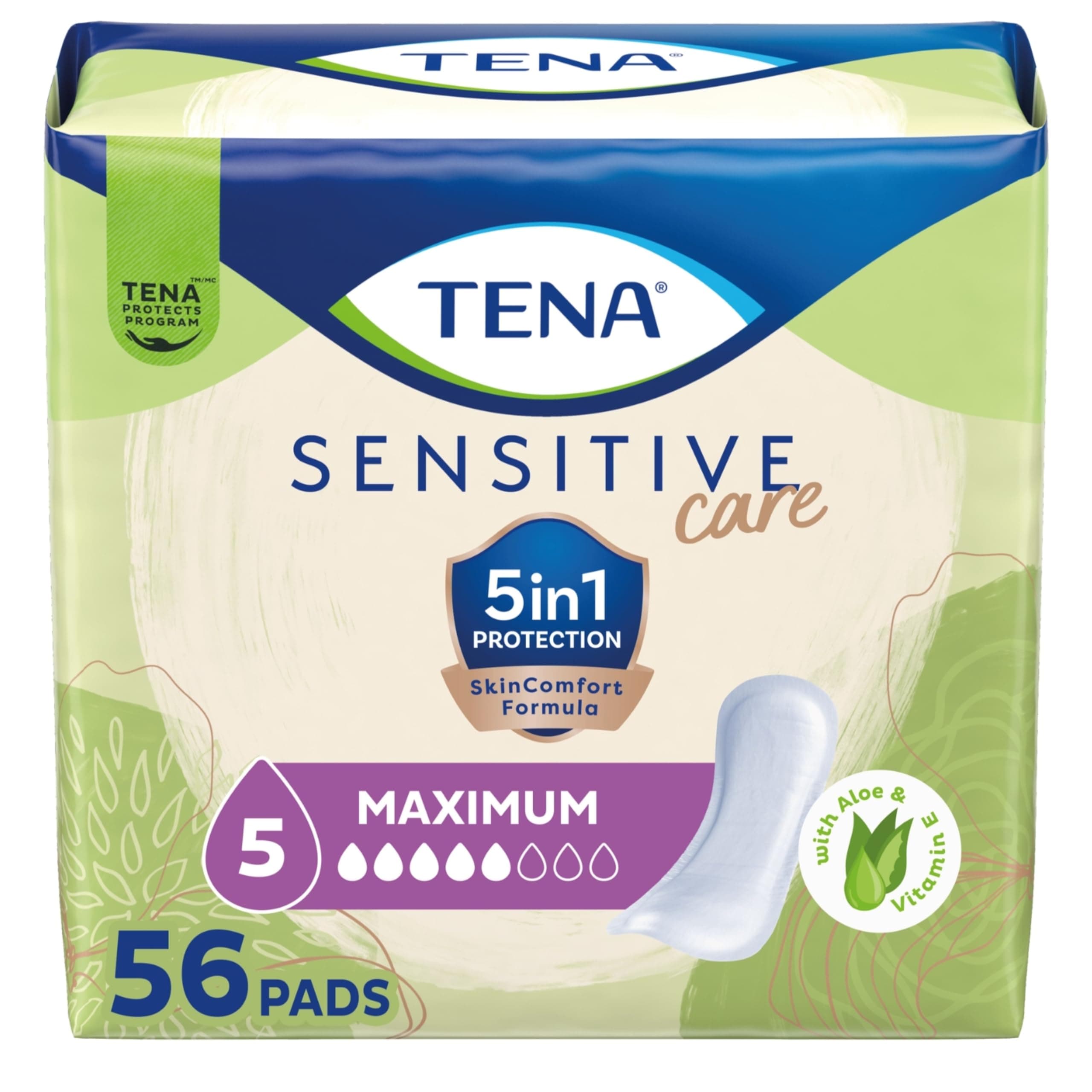 TENA Intimates Maximum Absorbency Incontinence/Bladder Control Pad, Regular Length, 56 Count (Packaging May Vary)