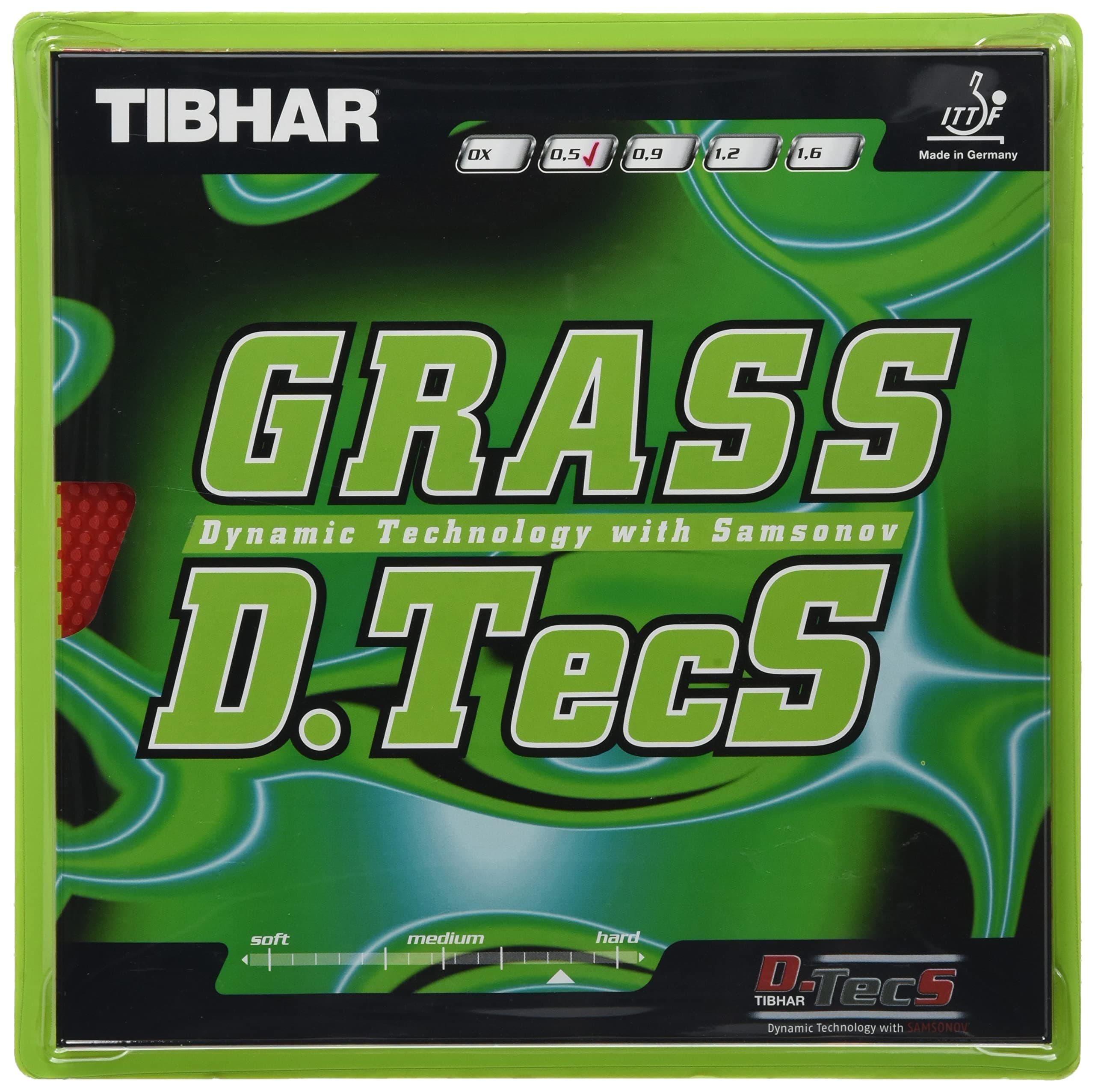 TIBHAR GRASS D TECS TABLE TENNIS RUBBER (Red, 0.9 mm)