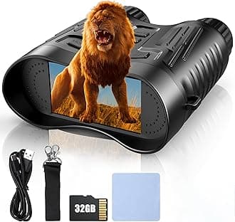 Night Vision Goggles - 4000mAH Rechargeable Battery 3.2, 1315FT 4K Infrared Binoculars, 8X Digital Zoom, Screen with 32GB TF Card