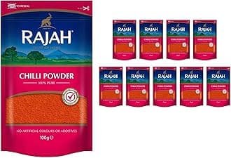 Rajah Spices Chilli Powder | Lal Mirch Powder | Mirch Powder | Chilli | Red Chilli Powder | Hot Chilli Powder | (10 x 100g)