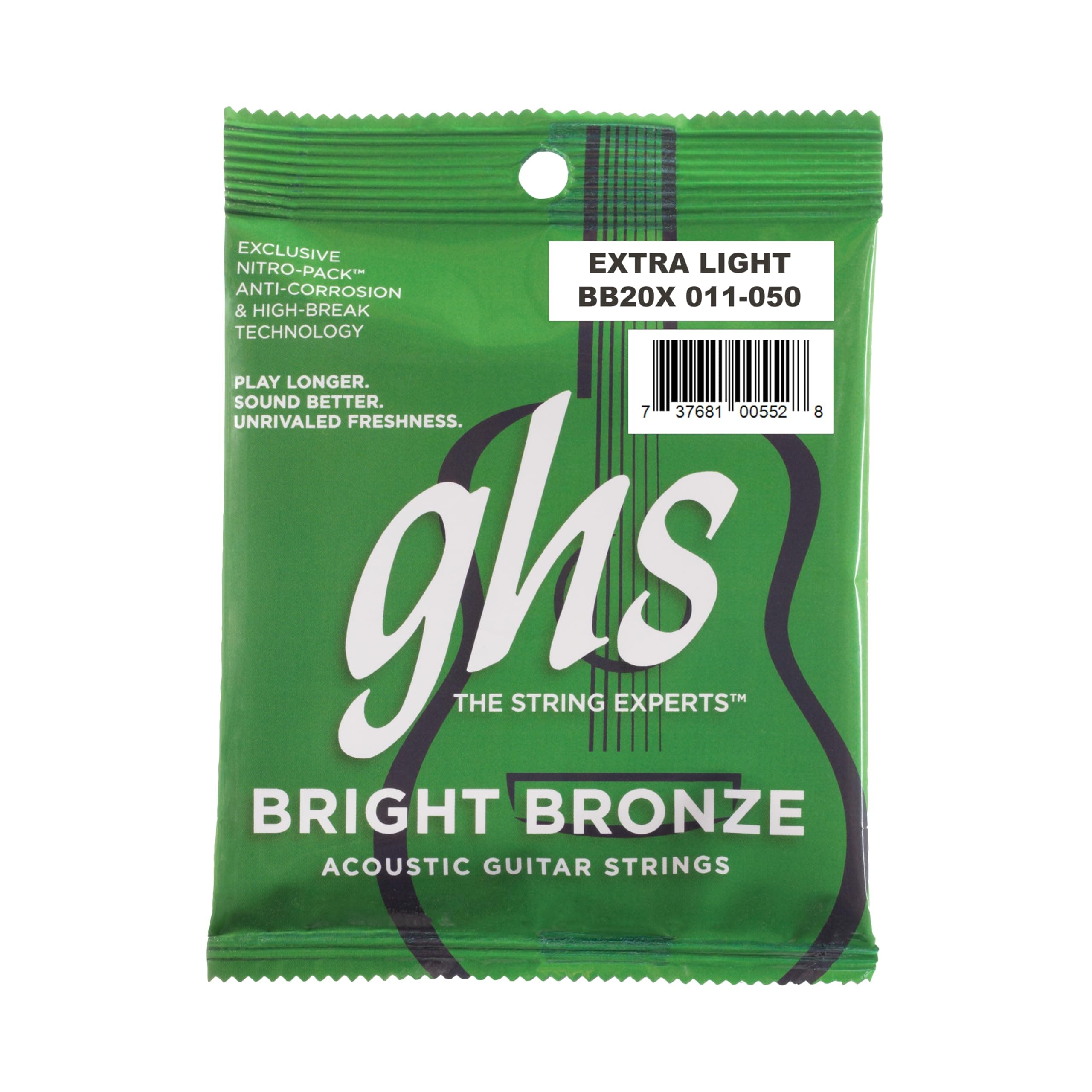GHS BRIGHT BRONZE String Set For Acoustic Guitar - BB20X - Extra Light - 011/050