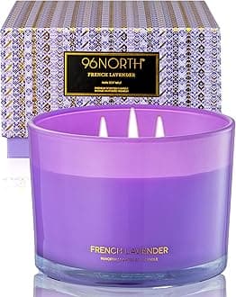 Luxury Lavender Soy Candle | Large 3 Wick Jar Candle | Up to 50 Hours Burning Time | 100% Natural Soy Wax | Relaxing Aromatherapy Aesthetic Candle | Housewarming Gift for Women and Men