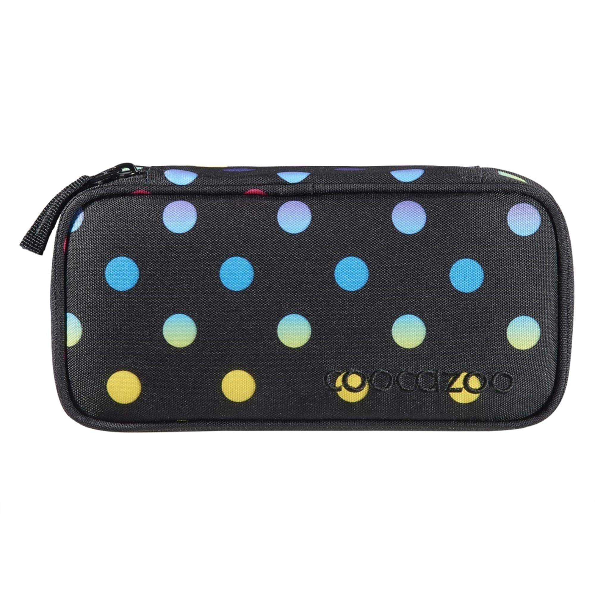 CoocazooPencil case, pencil case, compass compartment, set square compartment, timetable compartment, removable pen holder, additional zip pocket, from the 3rd grade, Magic Polka - Black