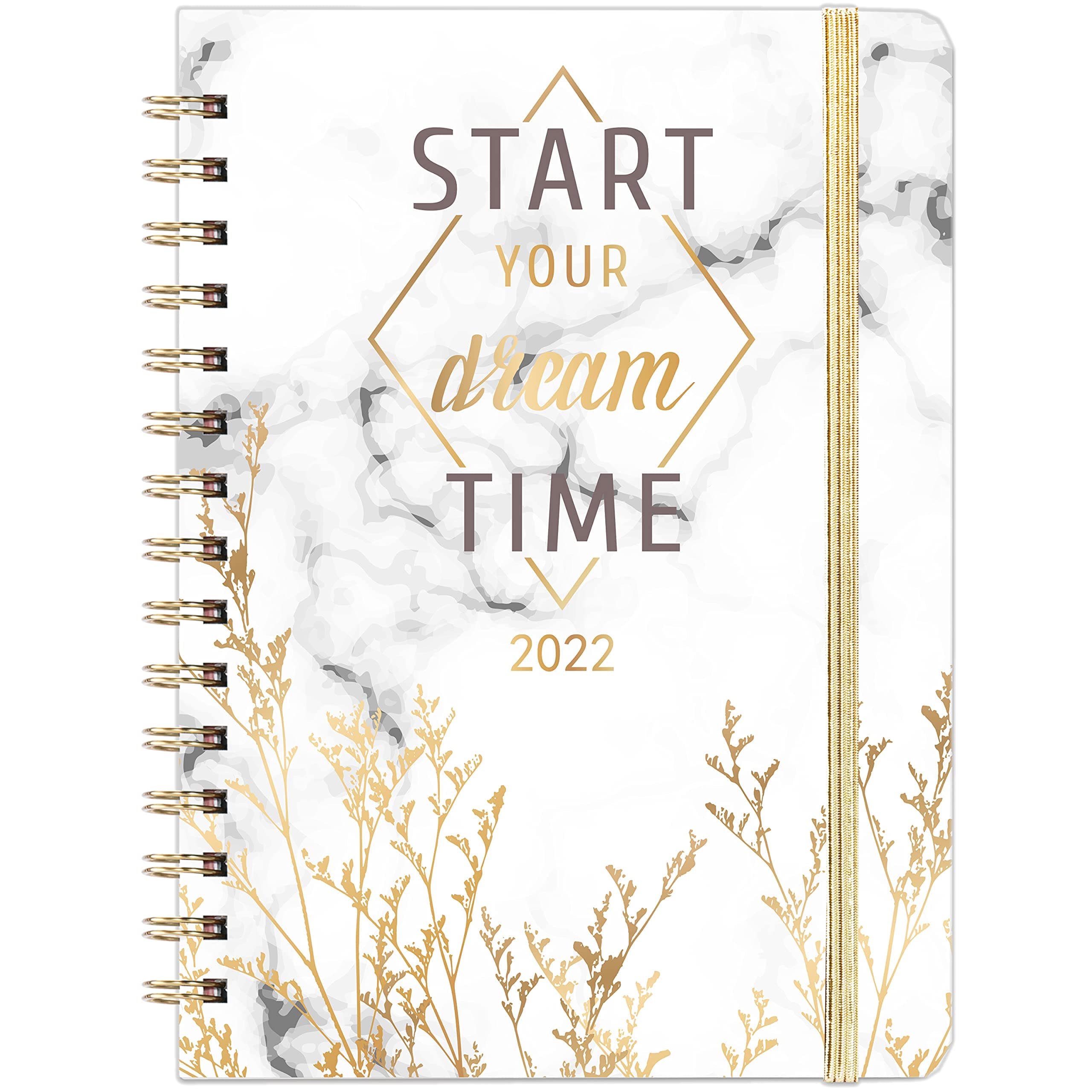2022 Planner - Planner 2022 Weekly Monthly with Tabs, 6.4" x 8.5", January 2022 - December 2022, Hardcover with Back Pocket + Thick Paper + Twin-Wire Binding - White