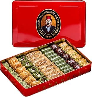 HAFIZ MUSTAFA 1864 ISTANBUL Baklava Assortment of Baklava, Pistachios and Walnuts (XL Metal Box), Daily Fresh Turkish Sweets, Treats and Desserts, Tin Gift Box for Loved Ones Assorted Pistachio and
