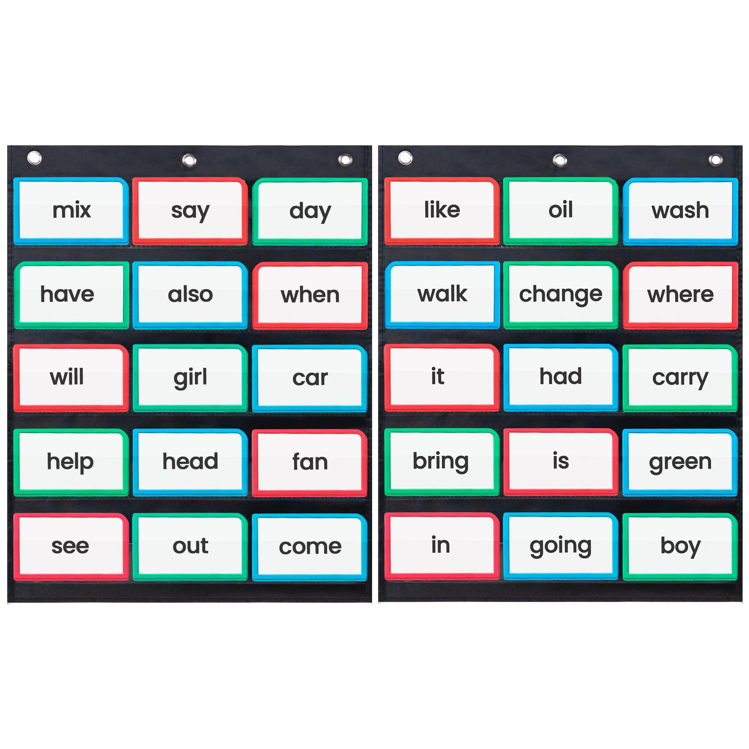 Essex Wares - 2 Pack, 17" Wide x 22" Tall Pocket Chart, Black - Sturdy Pocket Chart for Classroom for Sentence Strips - Easy to Use & Hang, Reusable Black Pocket Chart