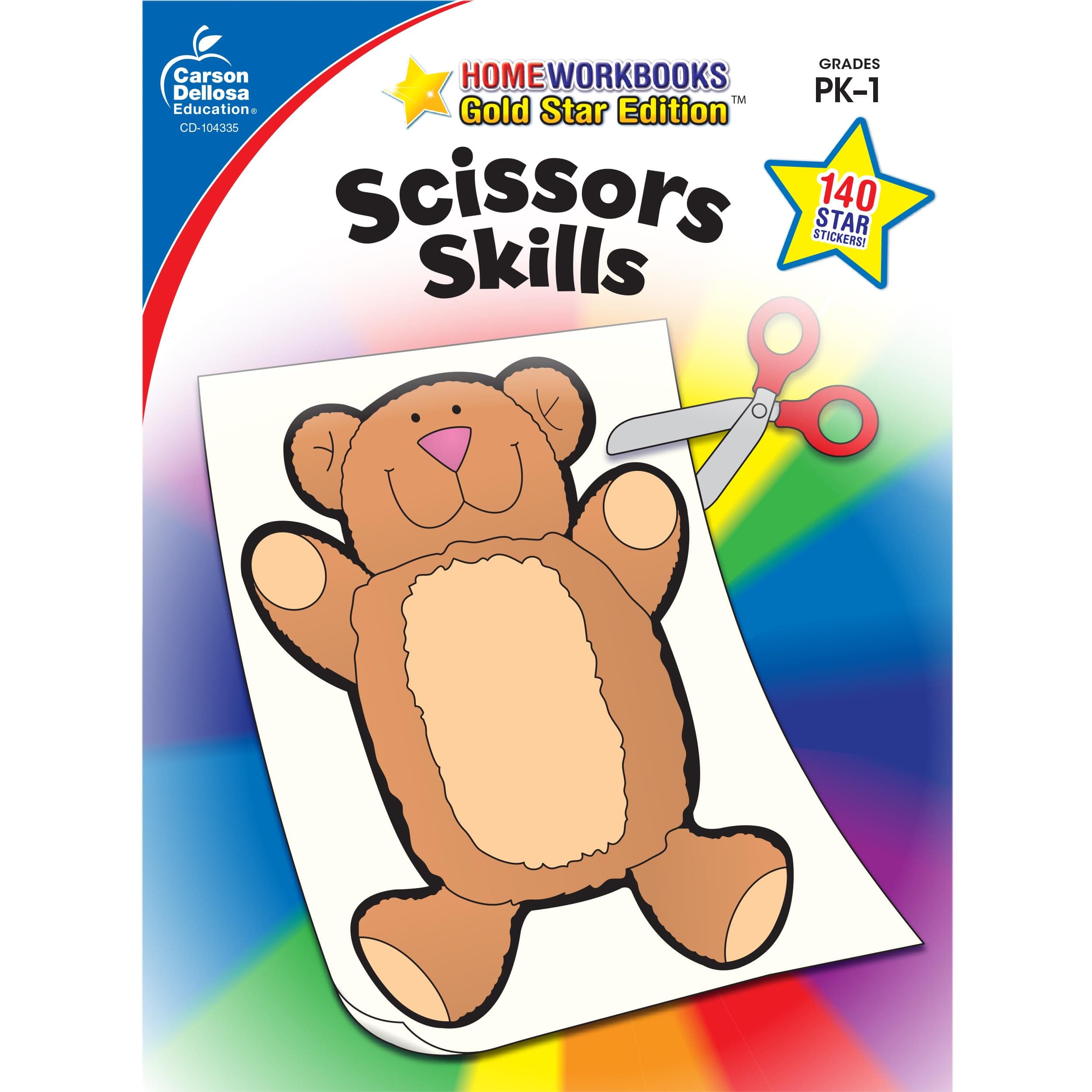 Carson Dellosa Scissor Skills Activity Book for Kids Ages 3-5, Colorful Animals, Shapes, and Line Formation Cut and Paste Activities, Kids Craft Book With Incentive Chart and Stickers, PreK+