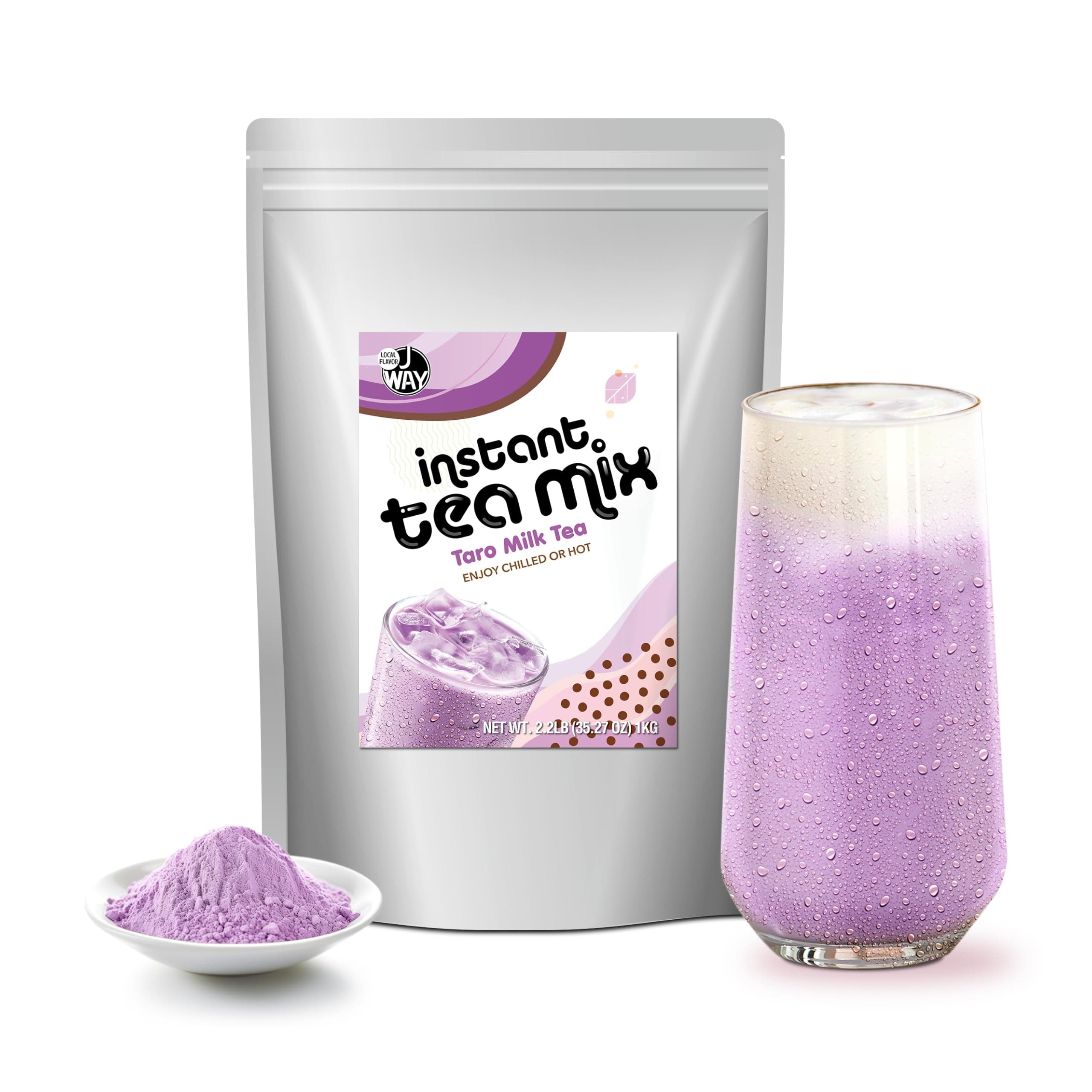 J WAY Taro Milk Tea 2.2 Lb (1 Count), Powdered Instant Milk Tea Drink Mix, Serve Hot or Cold, Makes Blended Frappe Drinks