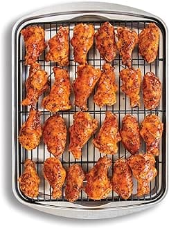 Nordic Ware Oven Crisp Baking Tray, Aluminium Crisping Tray with Carbon Steel Rack, Premium Bakeware Made in the USA, Silver, L 15.6" x W 11.6" x H 1.6"