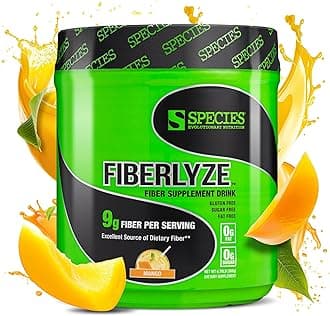 Species Nutrition Fiberlyze Fiber Supplement, Psyllium Based Soluble & Insoluble Fiber Powder for Healthy Colon, Digestive Functions (Mango, 30 Servings)