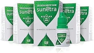 Sunetra Regular Herbal Eyedrops Pack (17-60 years age) from Renowned Eye Hospital, Relieves Dryness, Redness & Itching, Cooling Daily-use Eyedrops with Rosewater, Holy Basil Leaves and Pure Honey, 100% Ayurvedic (Pack of 5)