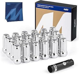Orion Motor Tech M14x1.5 Spline Lug Nuts with Cone Seat, Chrome Plated Wheel Accessories Compatible with Chevrolet Silverado Suburban 1500 Ford Expedition F-150 Ram 1500& More, Set of 24