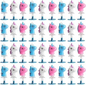 THE TWIDDLERS 36 Unicorn Spring Jump Up Pop Up Toys for Kids, 6cm - Bulk Birthday Party Favours for Girls, Multipack Goody Bag Fillers and Jumping Toy Gift Set, Classroom Prizes