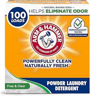 Arm & Hammer Laundry Detergent, Free of Perfume & Dyes, Powder, 100 Loads, 6.16 lb