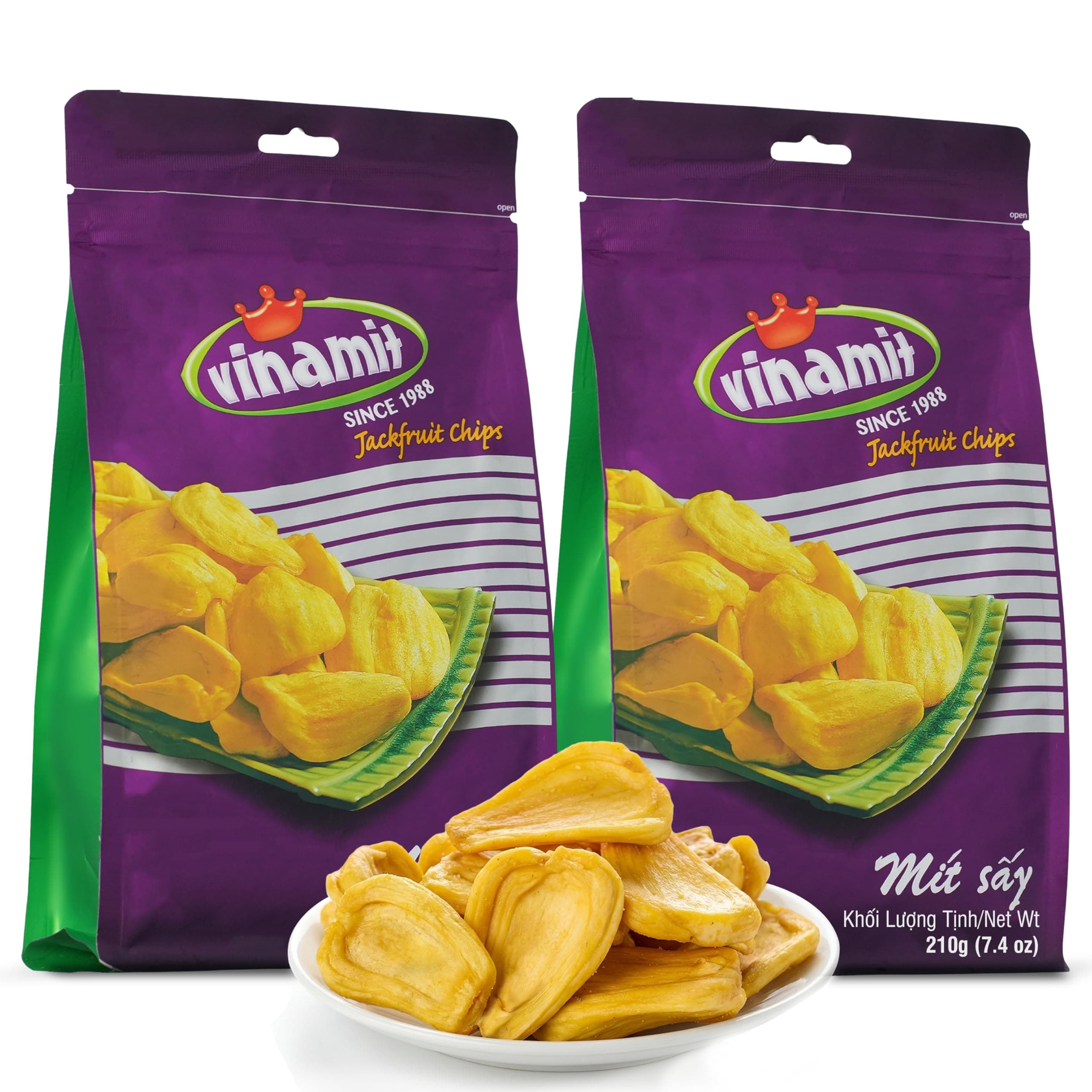 Ripened Jackfruit Chips, Unsweetened Crunchy Jackfruit, Pack 2 of 7.4 oz Bag | Naturally Sweet & Crispy | Gluten-Free, Vegan | Healthy Fruit Snacks for Adults, Kids, Gifting, Family Share