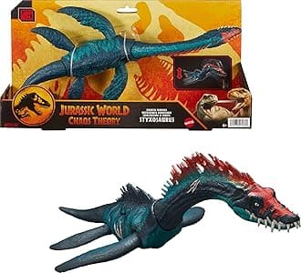 Jurassic World Chaos Theory Gigantic Trackers Styxosaurus Dinosaur Figure, Large Species Toy, Head Attack, Chomp & Paddle Motion, Digital Play