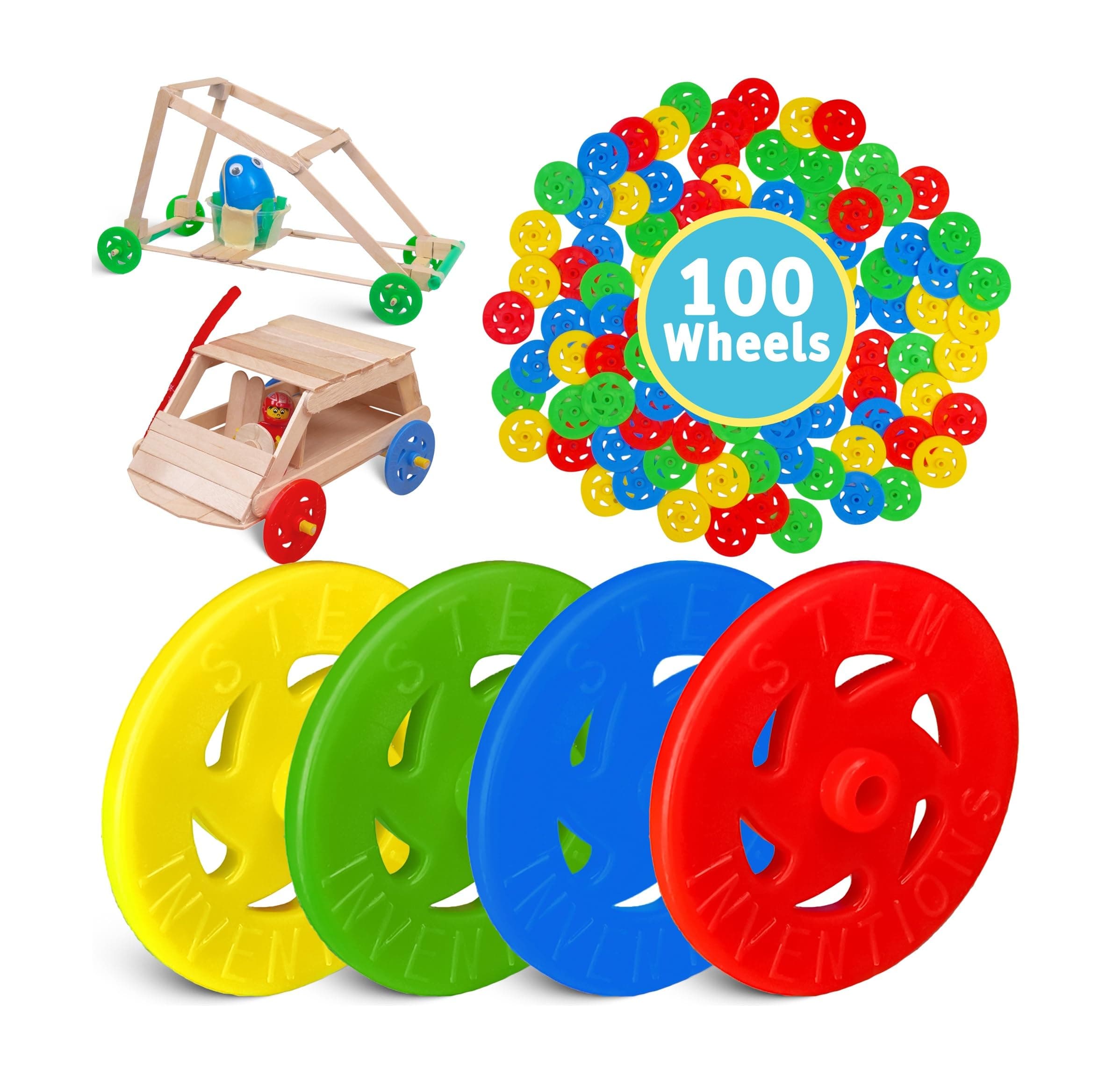 Plastic Project Wheels with 1/8" Hole - Pack of 100 pcs